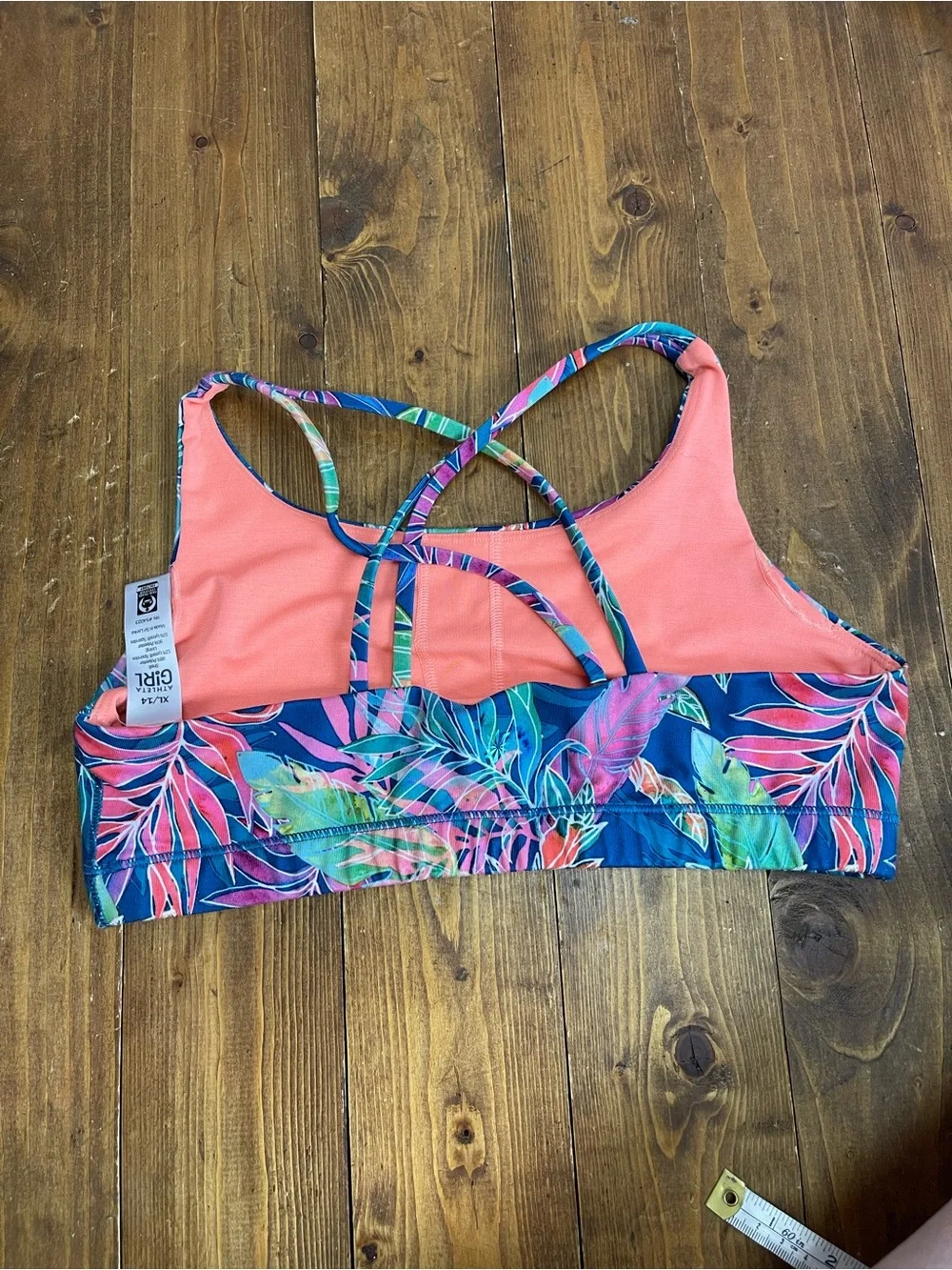 Athleta girl size XL/14 colorful foliage print sports bra